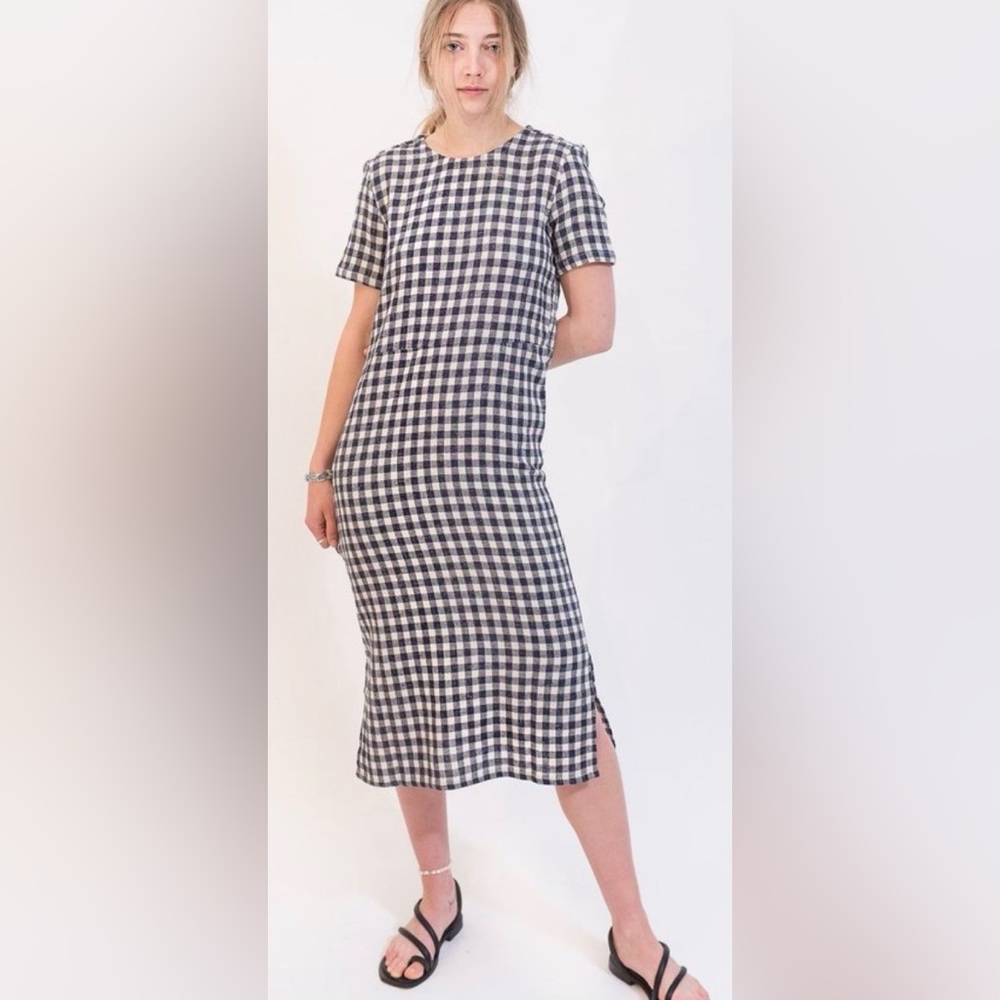 rita row dalyan navy gingham dress sz m